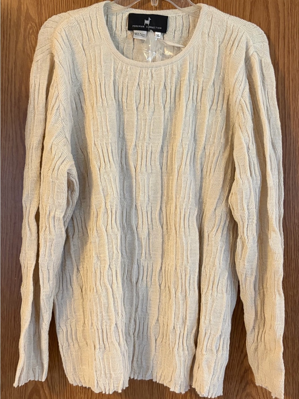 Peruvian Connection Cream Cable Knit Scoopneck Sweater